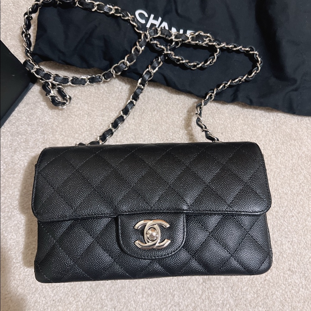 Authentic Chanel Classic Mini Rectangle Caviar